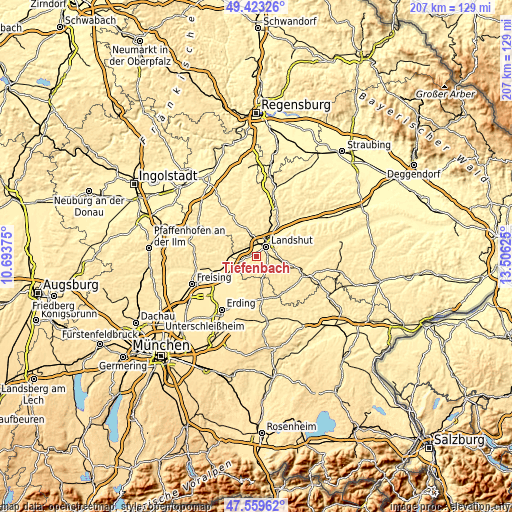 Topographic map of Tiefenbach