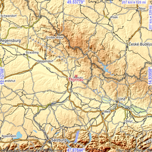 Topographic map of Thyrnau