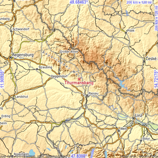 Topographic map of Thurmansbang