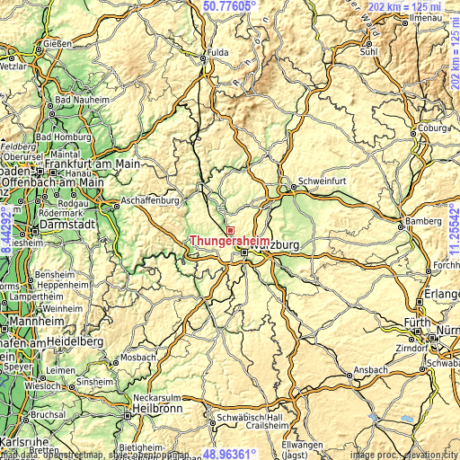 Topographic map of Thüngersheim