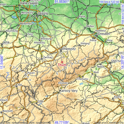 Topographic map of Thum