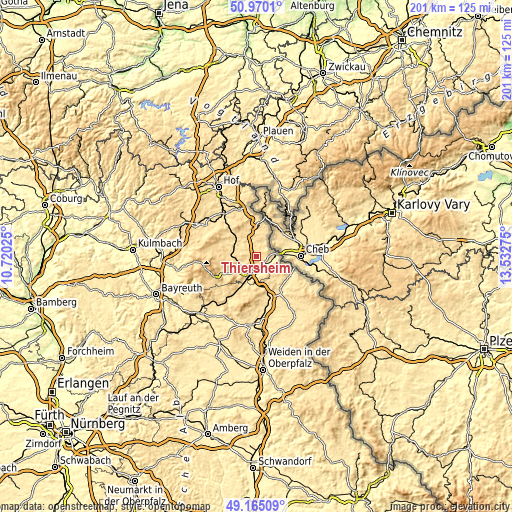 Topographic map of Thiersheim