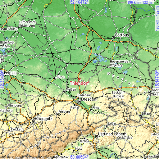 Topographic map of Thiendorf