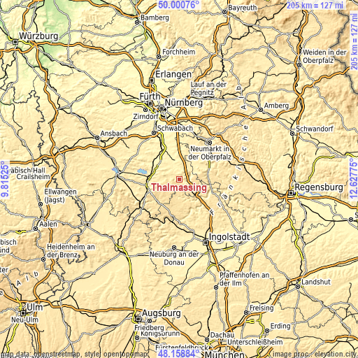 Topographic map of Thalmässing