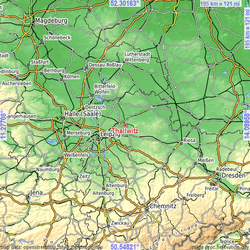 Topographic map of Thallwitz