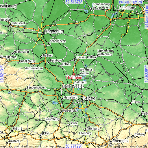 Topographic map of Thalheim