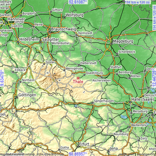 Topographic map of Thale