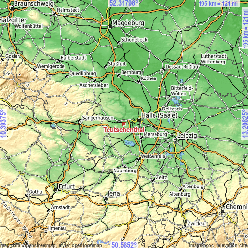 Topographic map of Teutschenthal