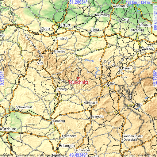 Topographic map of Teuschnitz