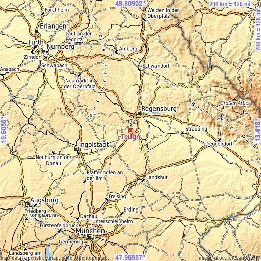 Topographic map of Teugn