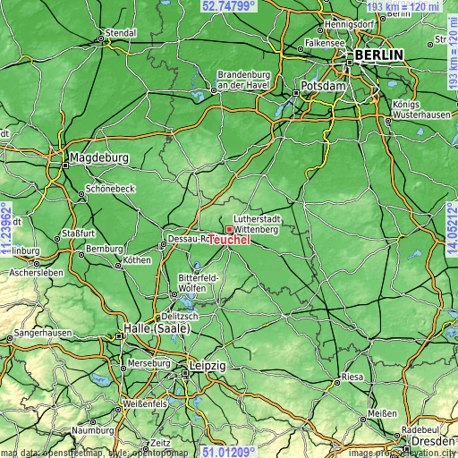 Topographic map of Teuchel