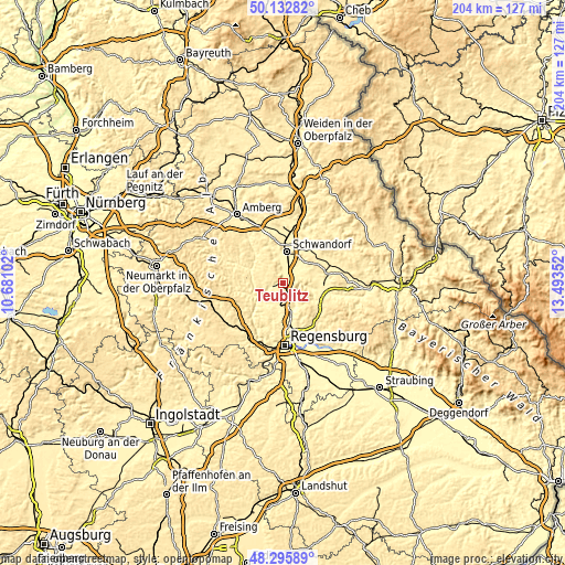 Topographic map of Teublitz