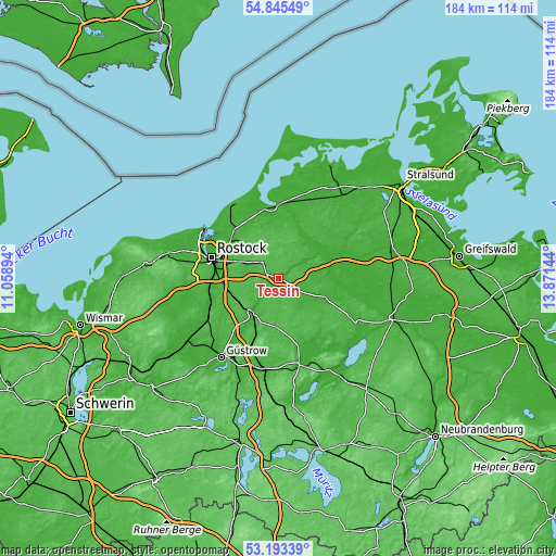 Topographic map of Tessin