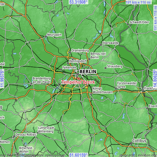 Topographic map of Tempelhof