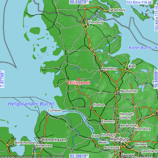 Topographic map of Tellingstedt