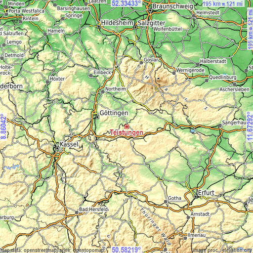 Topographic map of Teistungen