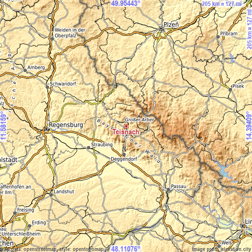 Topographic map of Teisnach