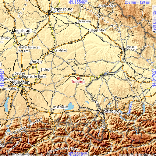 Topographic map of Teising