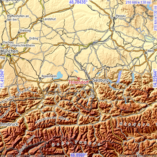 Topographic map of Teisendorf