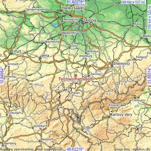 Topographic map of Teichwolframsdorf