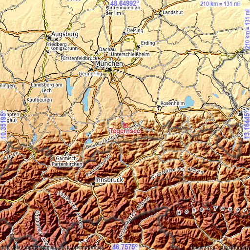 Topographic map of Tegernsee