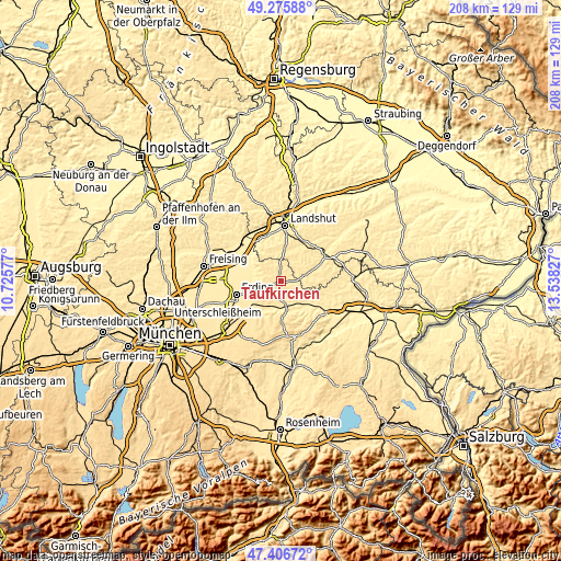 Topographic map of Taufkirchen