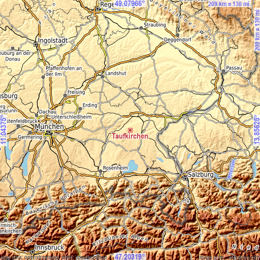 Topographic map of Taufkirchen