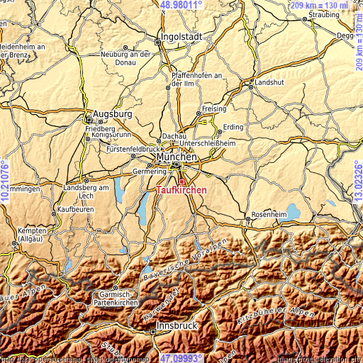 Topographic map of Taufkirchen