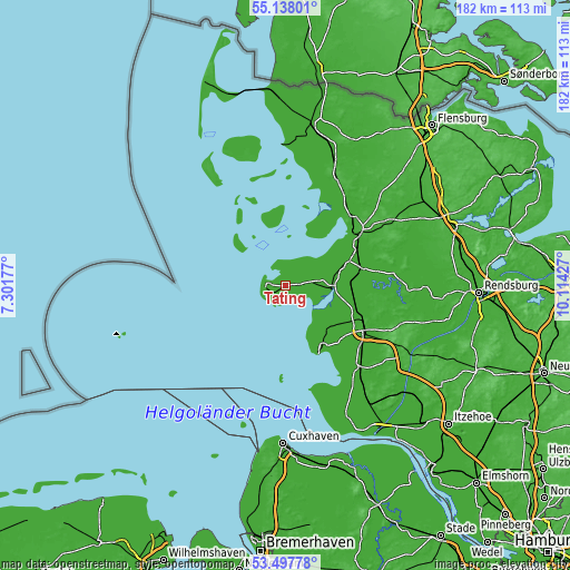 Topographic map of Tating