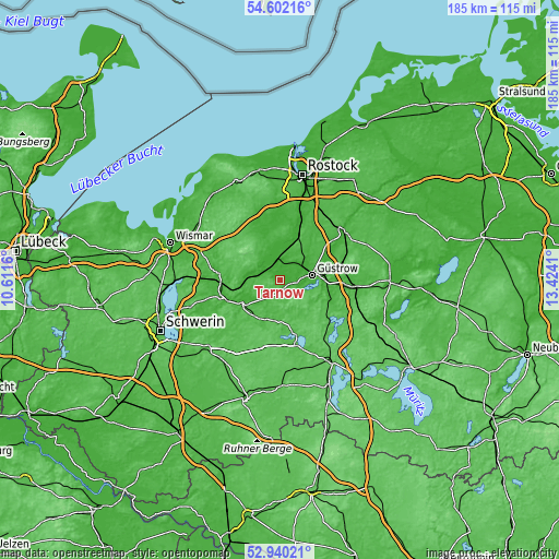 Topographic map of Tarnow