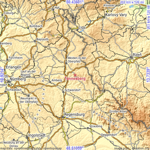 Topographic map of Tännesberg