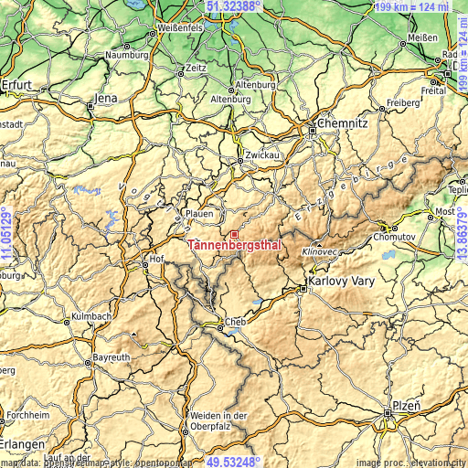 Topographic map of Tannenbergsthal