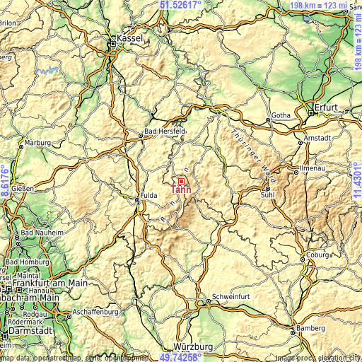 Topographic map of Tann