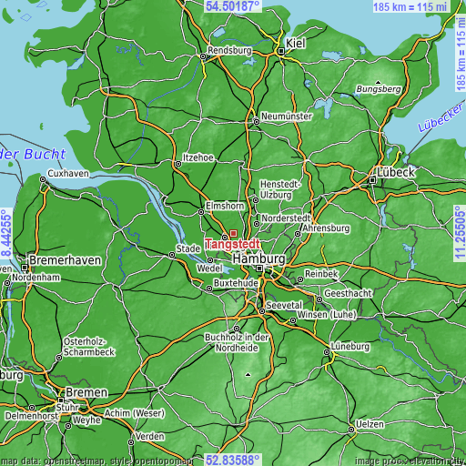 Topographic map of Tangstedt