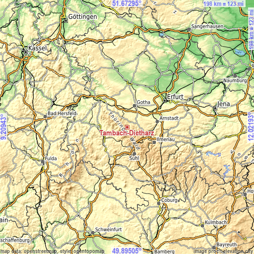 Topographic map of Tambach-Dietharz