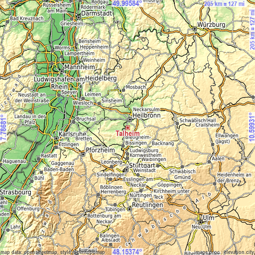 Topographic map of Talheim