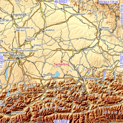 Topographic map of Tacherting