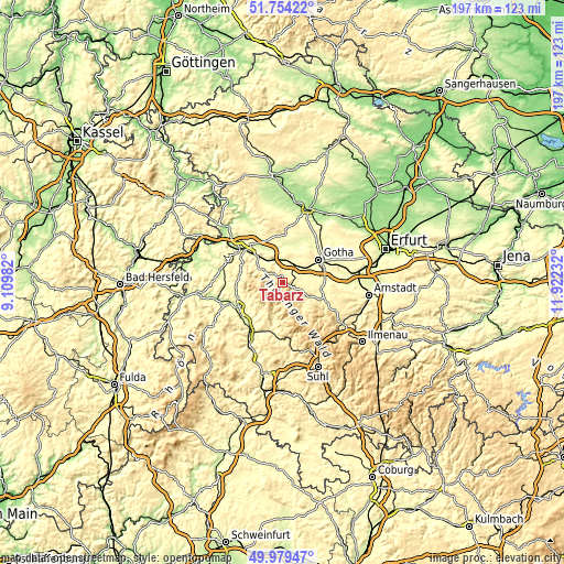 Topographic map of Tabarz