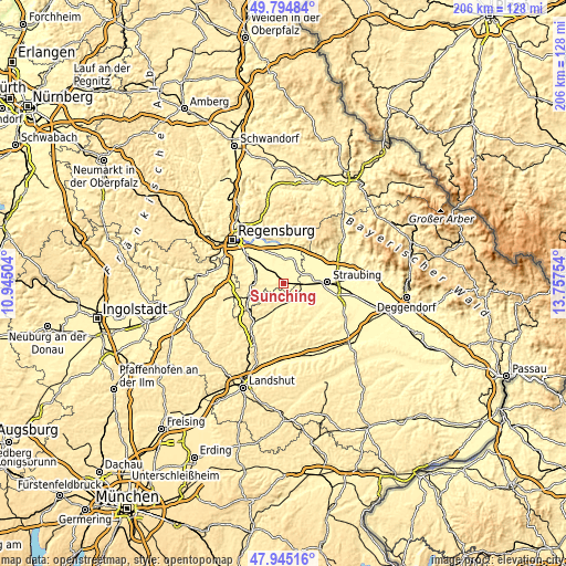 Topographic map of Sünching