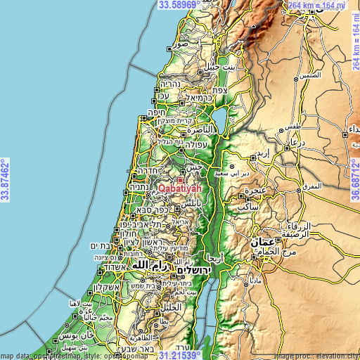 Topographic map of Qabāţīyah