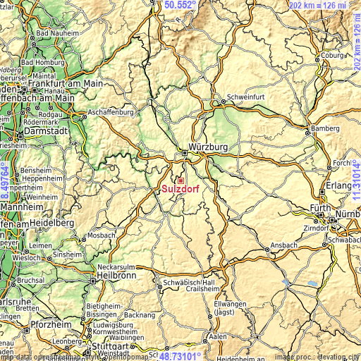 Topographic map of Sulzdorf