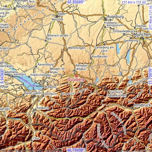 Topographic map of Sulzberg