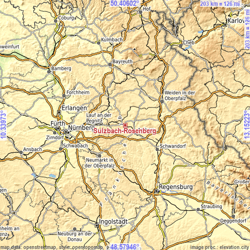 Topographic map of Sulzbach-Rosenberg