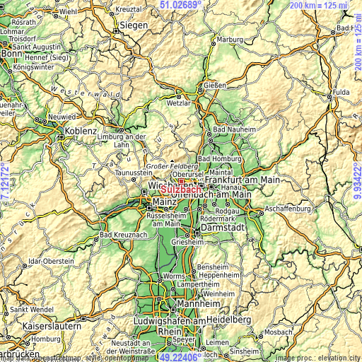 Topographic map of Sulzbach
