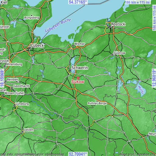 Topographic map of Sukow