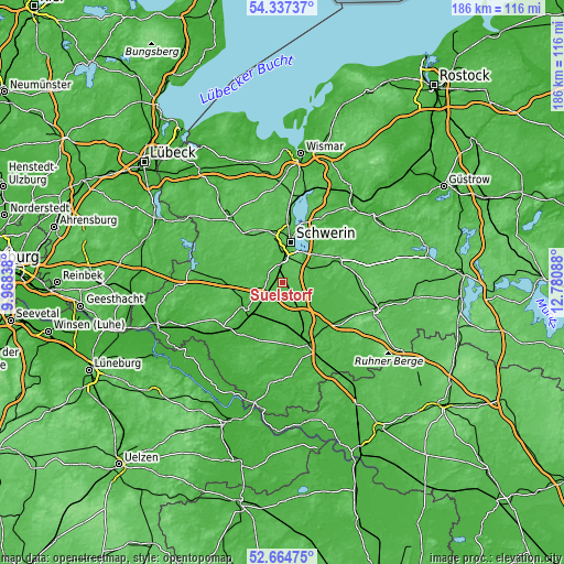 Topographic map of Sülstorf