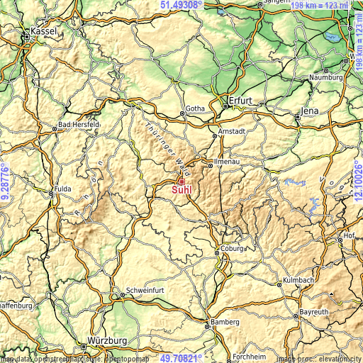 Topographic map of Suhl