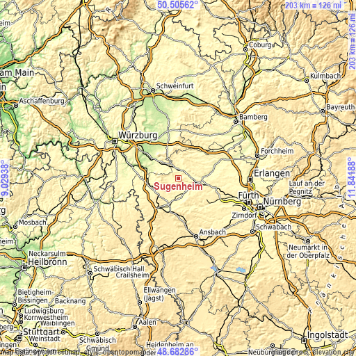 Topographic map of Sugenheim