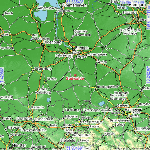 Topographic map of Sudwalde