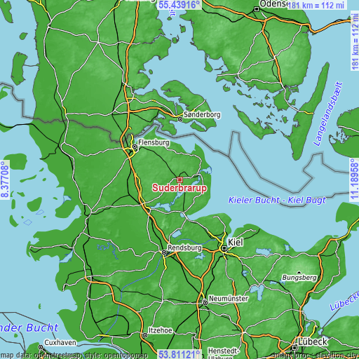 Topographic map of Süderbrarup